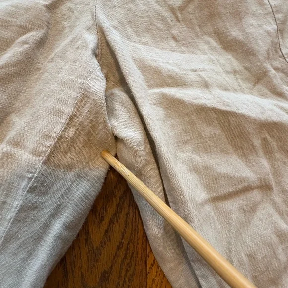 Eileen Fisher 100% Organic Linen Wide Leg Crop Pants Pull On - Picture 7 of 11